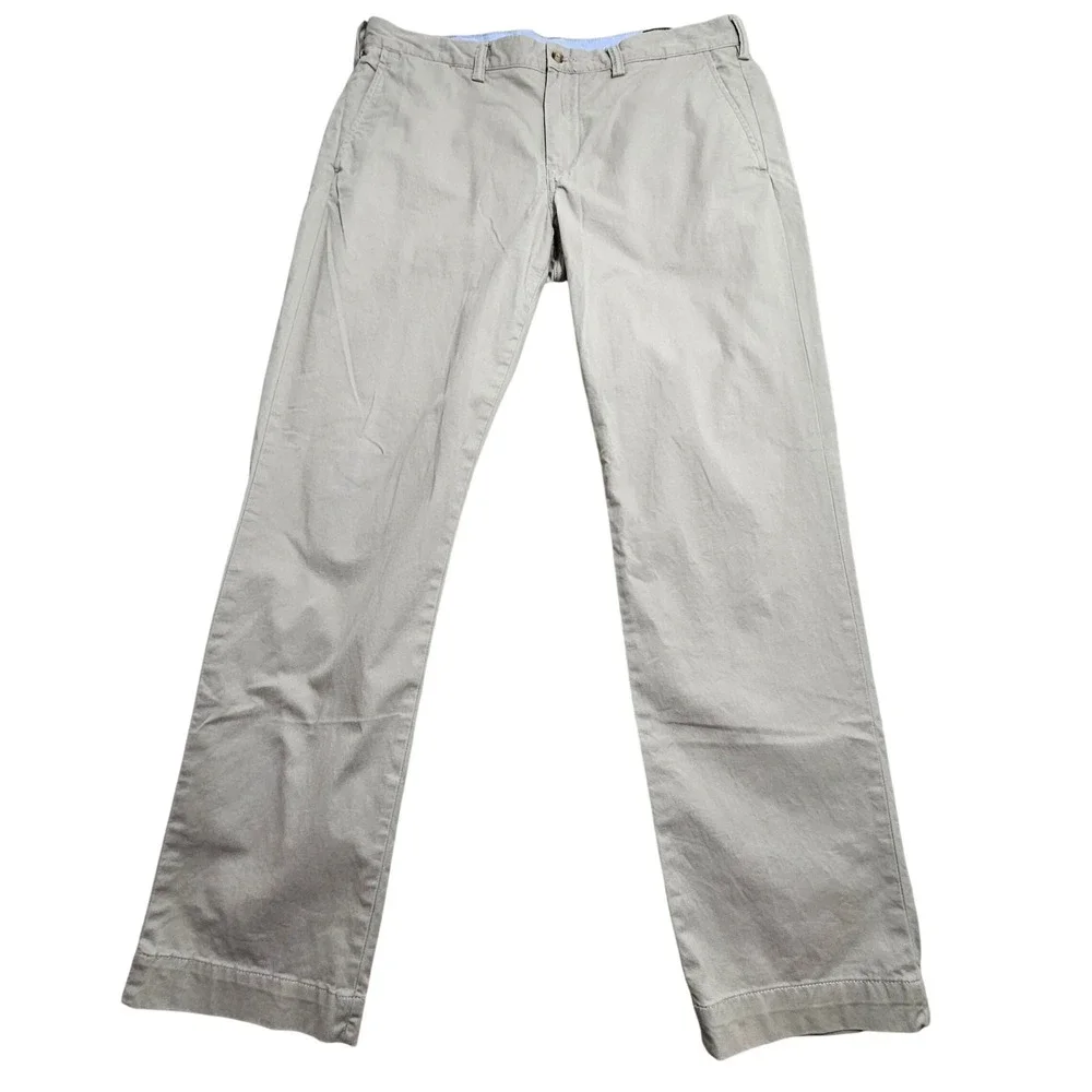Polo Ralph Lauren Chino Pants Mens 36x32 Khaki Tan Stretch Straight Fit Cotton